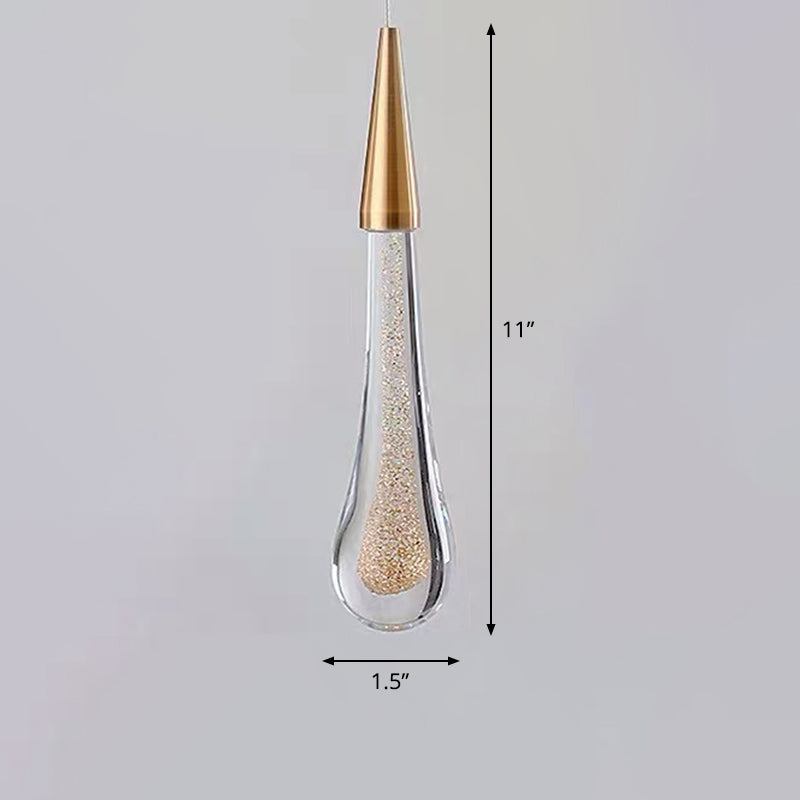 Clear Crystal Glass Suspension Pendant Light In Gold - Decorative Waterdrop Design Perfect For