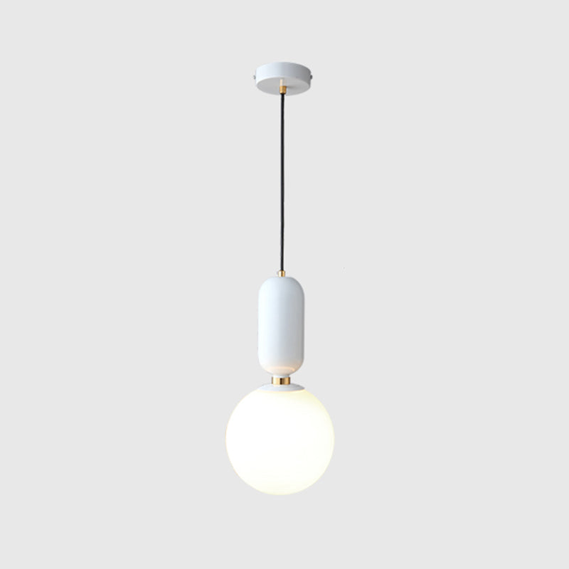 Milky Glass Ball Pendant Lamp - Simplicity 1-Bulb Lighting Fixture For Living Room White / 8
