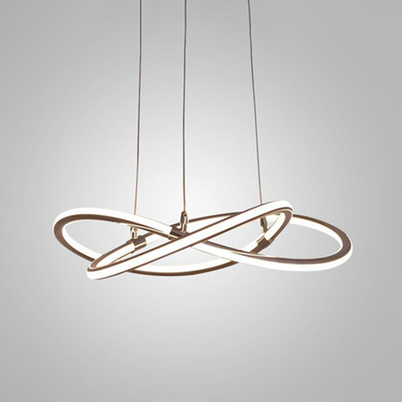 Modern Metal Strip Chandelier Pendant Light With Hanging Cord For Restaurants Gold / 31.5