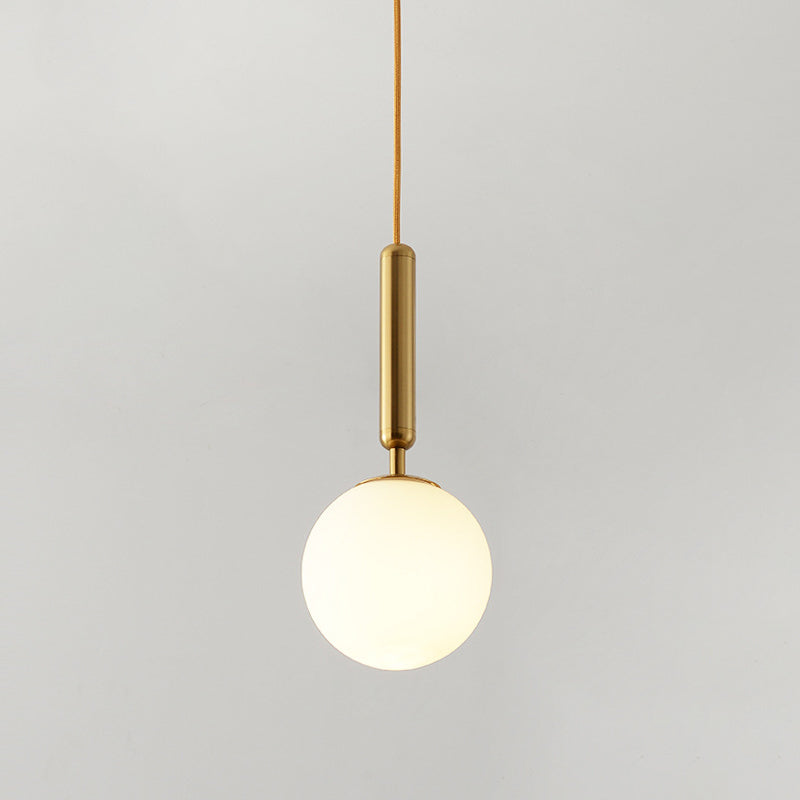 Contemporary Glass Pendant Light - Spherical Design For Lounge Gold / Milk White