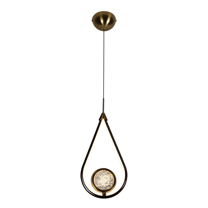 Modern Led Crystal Pendant Lamp With Metal Ceiling Mount