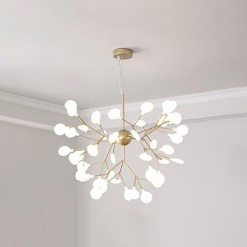 Contemporary Firefly Chandelier With Frosted Acrylic Lampshade For Living Room Ceiling 45 / Gold