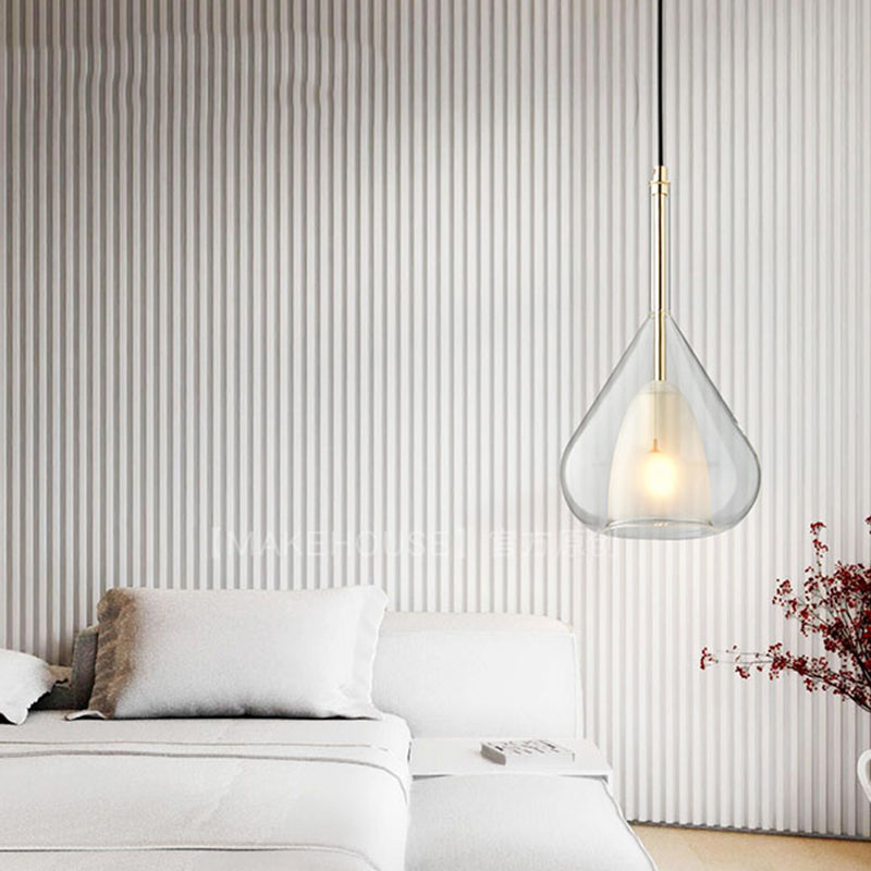 Modern Teardrop Pendant Lamp: Double Glass Living Room Lighting