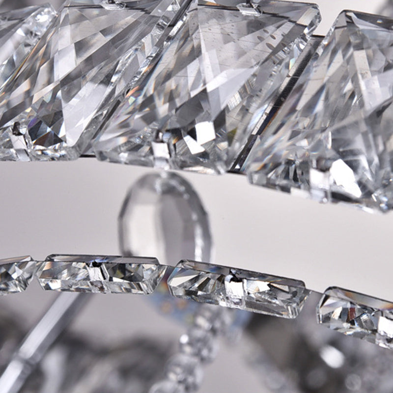 Modern Led Flush Ceiling Light: Floral-Like Crystal Mount In Chrome For Living Room - 23.5/31.5 Wide