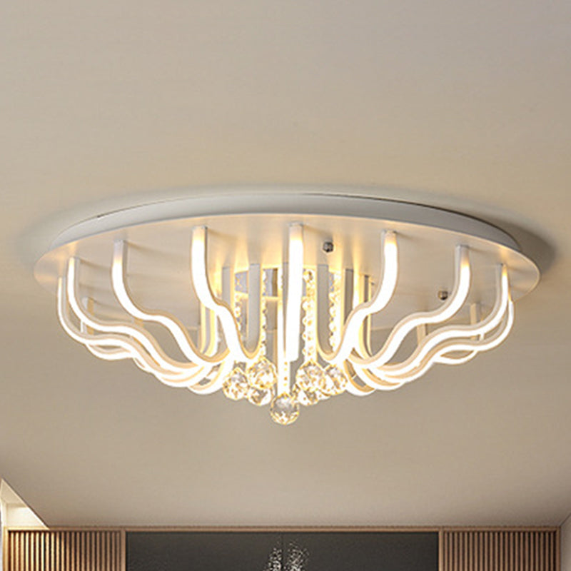 Curved Acrylic Flush Mount Led Ceiling Lamp In White: Simple Modern Design (27/31.5 W Warm/White