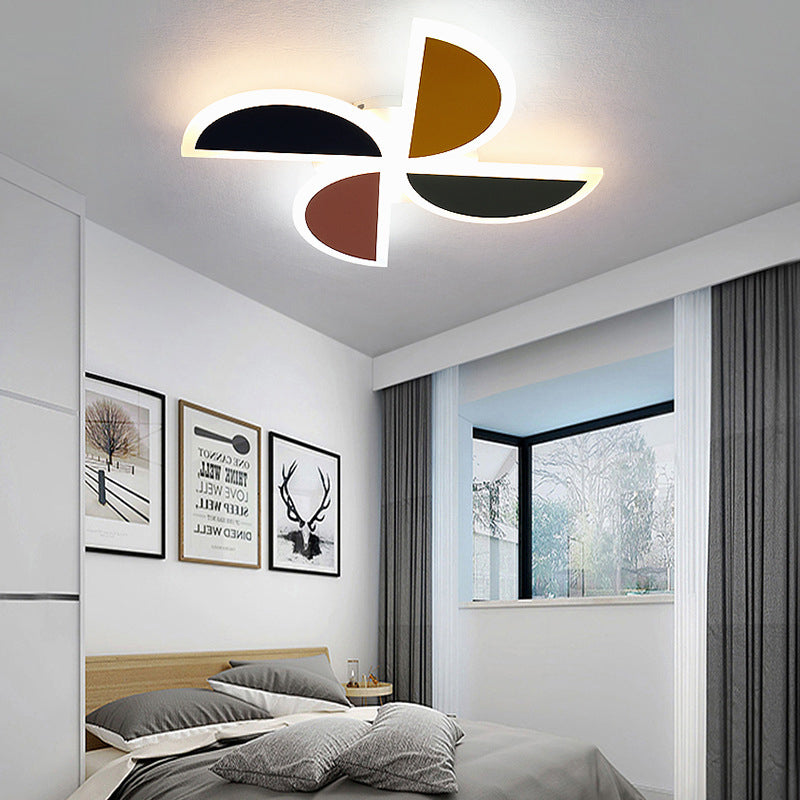 Nordic Windmill Acrylic Led Ceiling Lamp 19.5/23.5 Flush Mount Lighting - Green-Yellow-Pink
