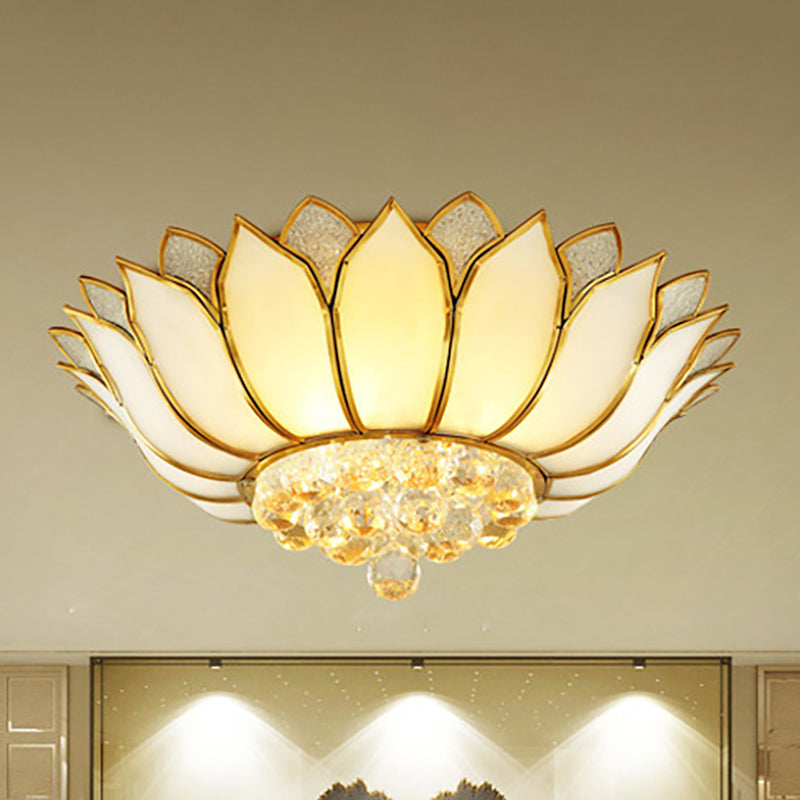 Traditional Gold Flush Mount Light With Scalloped Cream Glass Shades - 4/6 Lights 21.5’/23.5’