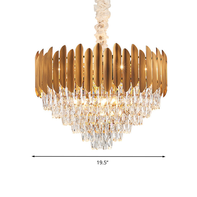 Postmodern Faceted Crystal Cone Chandelier Pendant Light