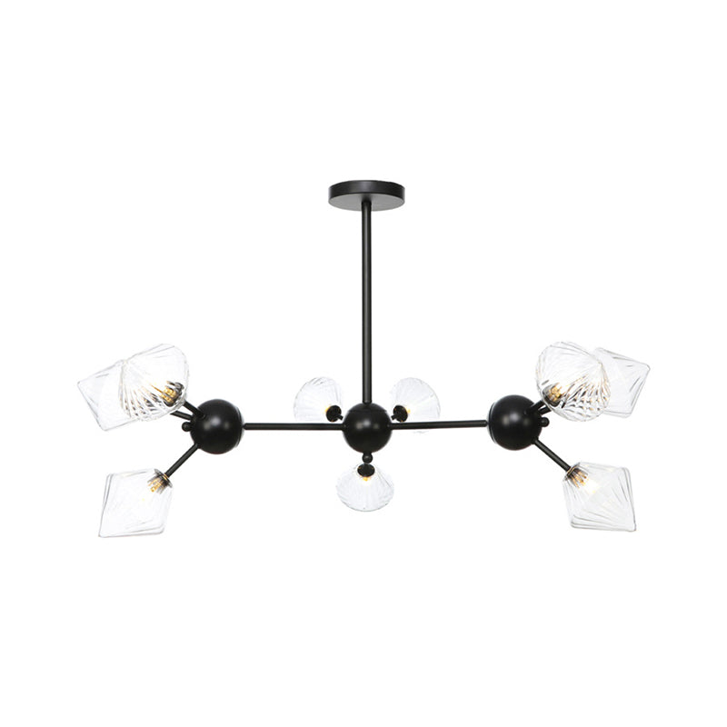 Diamond Living Room Chandelier Lamp - Warehouse Style Pendant Lighting With Sputnik Design 3/9/12