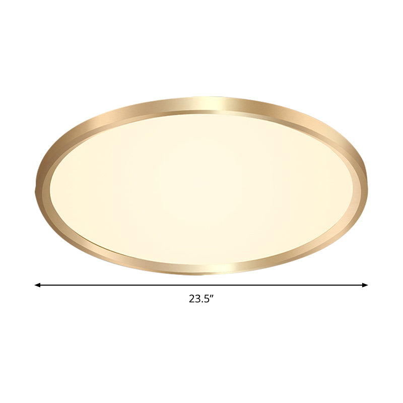 Gold Disk Flush Mount Led Ceiling Light In Warm/White 12/16/19.5 Wide