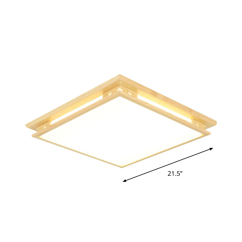 Led Ceiling Light Fixture: Modern Acrylic Shade With Wood Frame Warm/White 18’/21.5’ Wide