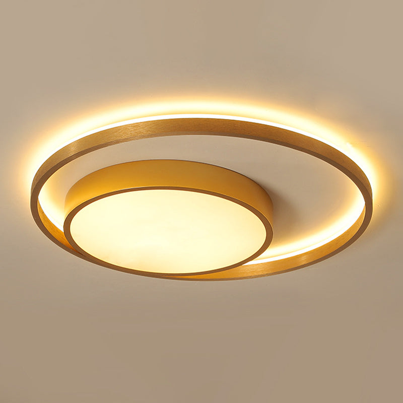 Postmodern Gold Metal Circular Ceiling Light Fixture - 16/23.5 Wide Led Flush In Warm/White