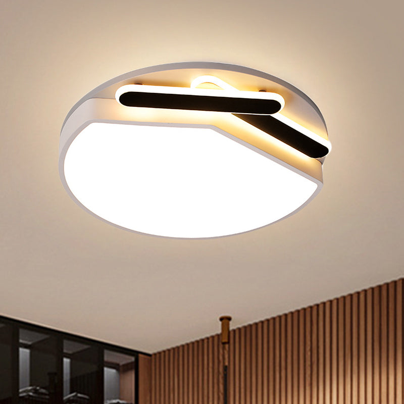 Contemporary Round Metal Ceiling Mounted Fixture: Gold/Black & White Led Light (16.5’/20.5’) -