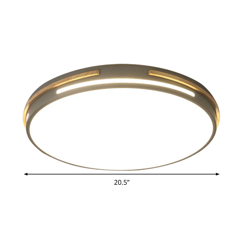 Macaron Metal Led Round Flushmount Ceiling Light Fixture - Grey/White/Green Warm/White 16.5/20.5
