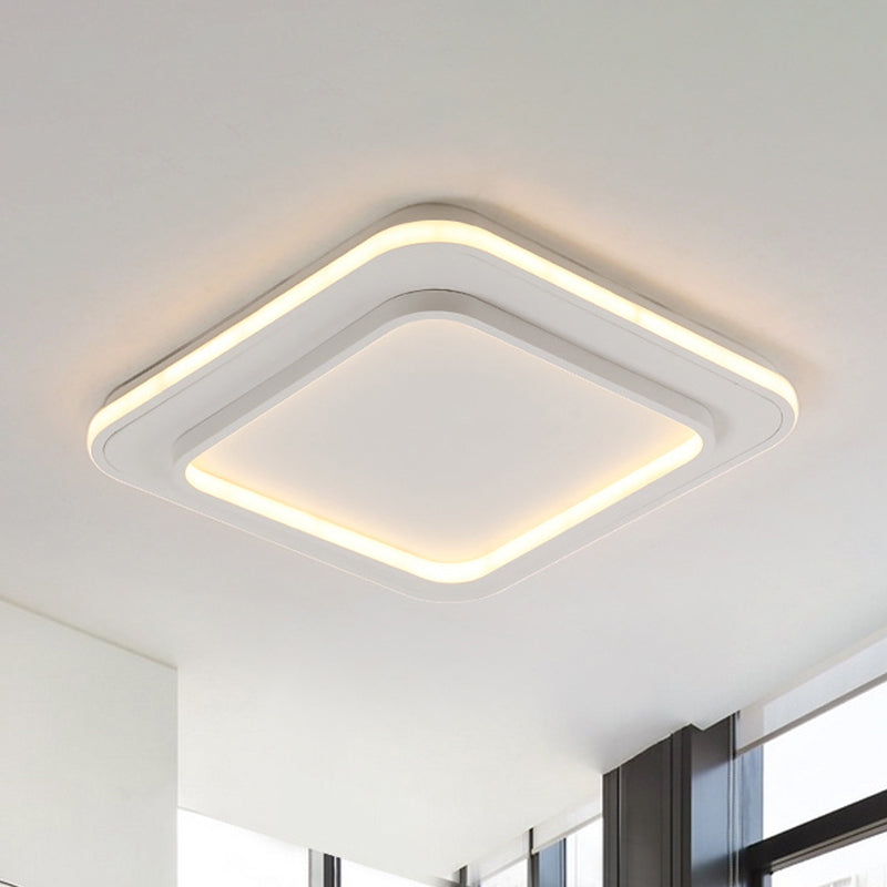 Minimalist White Square Flush Mount Led Ceiling Light Fixture - 18/21.5 Acrylic With Warm/White