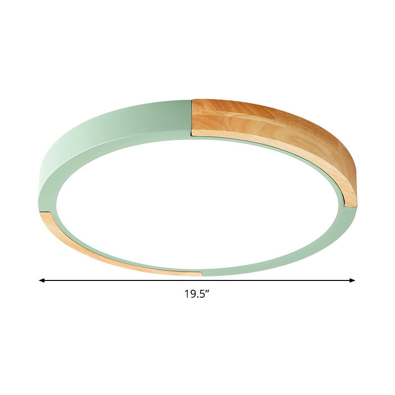 Circular Macaron Led Flush Mount Ceiling Light In 3 Colors And 2 Options 16/19.5 Wide