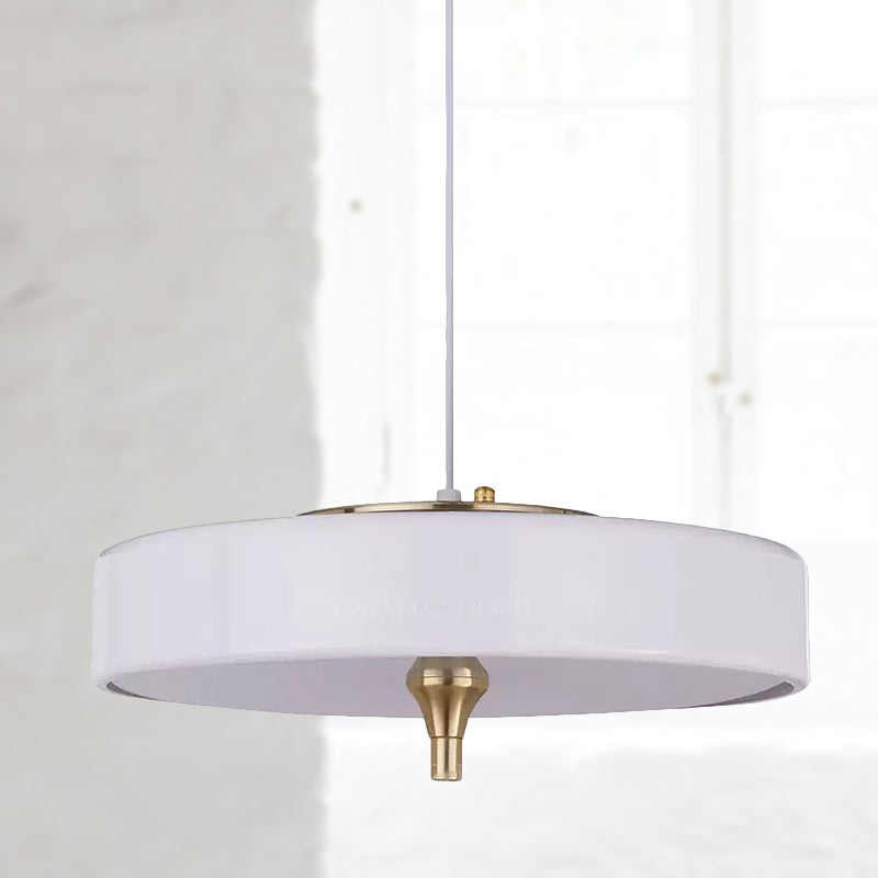 Modern Drum Chandelier - Light Blue/White/Black Metal 3-Light Dining Room Hanging Fixture White