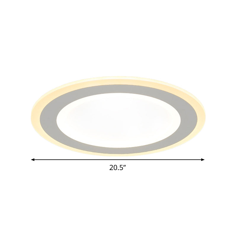 Minimalist Round Flush Mount Led Ceiling Light - Super Thin White Acrylic Warm/White 16/20.5