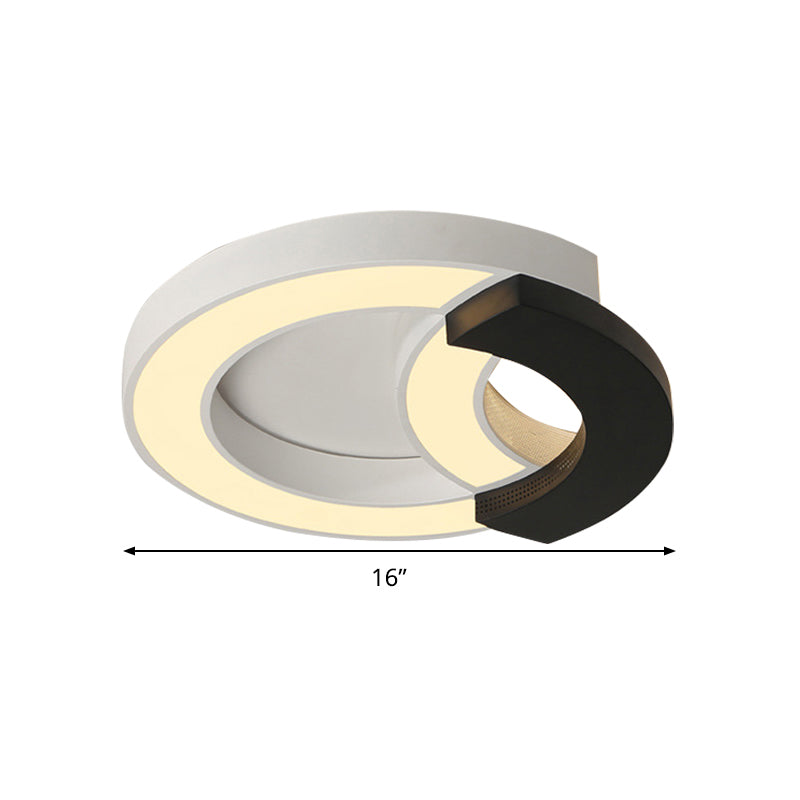 Modern Arc Flush Mount Lamp Acrylic Black 16/19.5/23.5 Wide Led Ceiling In Warm/White/Third Gear
