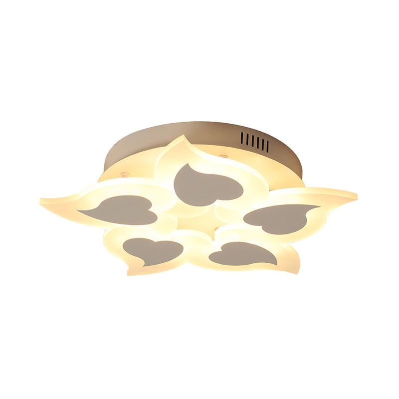 Simple Heart Acrylic Led Ceiling Light With Remote Dimming - Warm/White 18/23 Wide