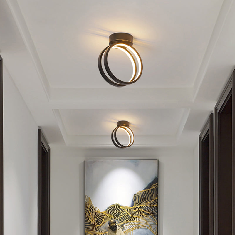 Minimalist Black/White Led Flush Mount Ceiling Light With Warm/White/3 Color Lighting