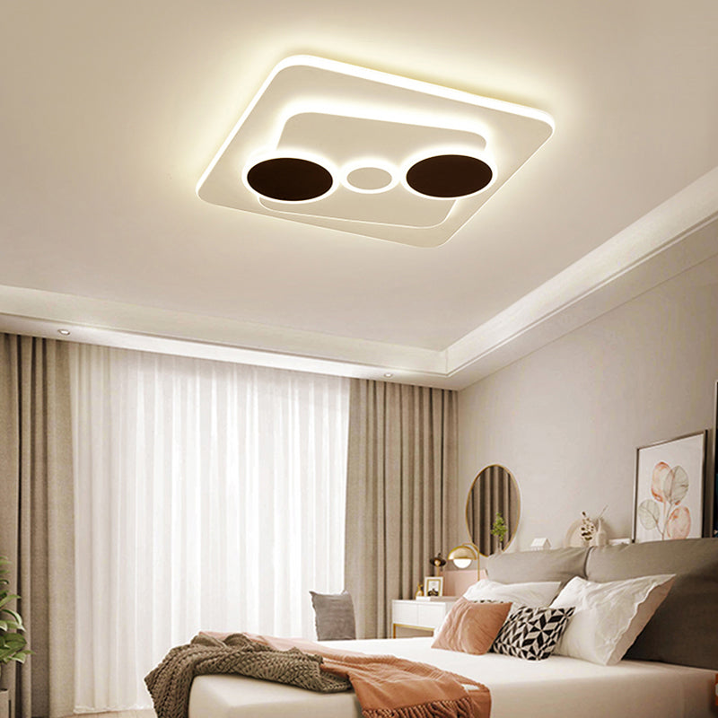 Minimalist Acrylic Geometric Ceiling Lamp - White/Gray Led Flush Mount Light For Bedroom