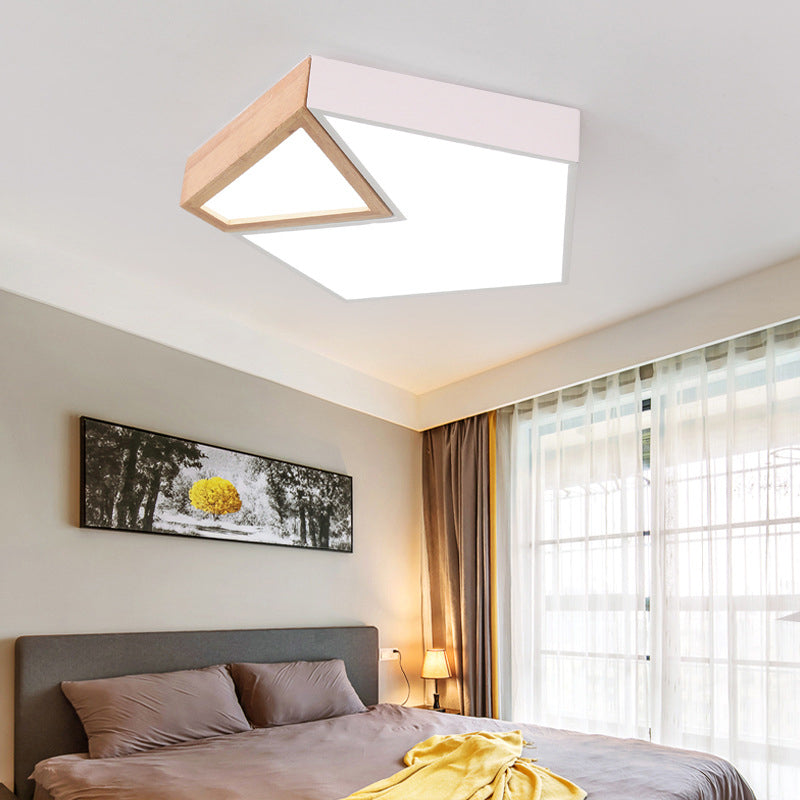 Contemporary Led Flushmount Ceiling Light - White/Green Pentagon Design With Warm Glow White /