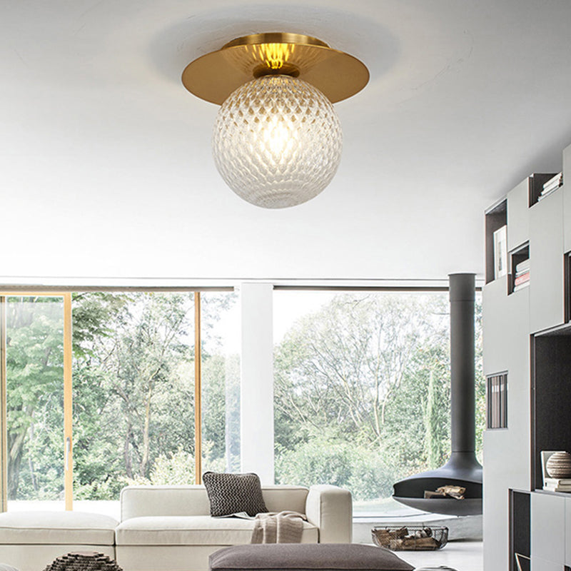 Modern Glass Orbit Ceiling Light Kitchen Flushmount Lamp - Clear/Light-Brown/Cream Single Clear