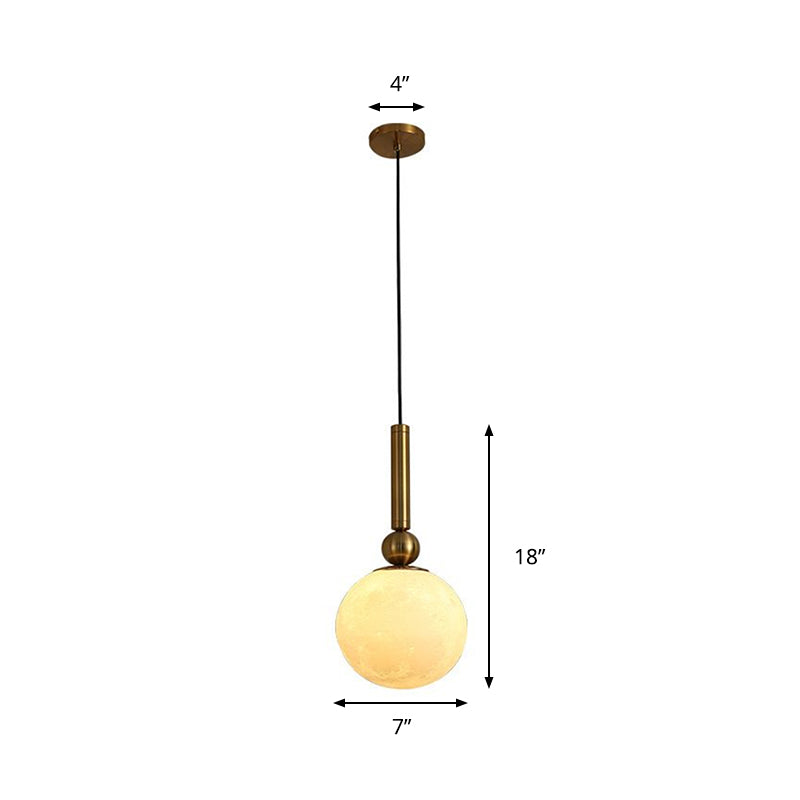 Gold Led Bedroom Pendant Lamp With Frosted Glass Shade
