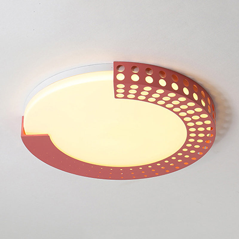 Circle Led Ceiling Light For Baby Room With Half-Ring Acrylic Design