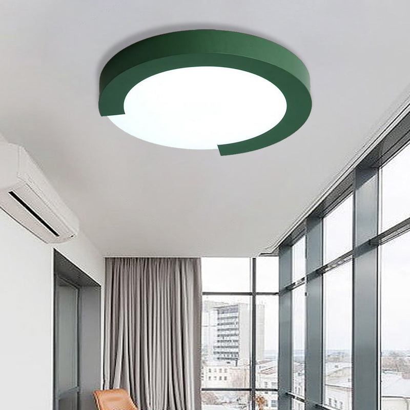 Macaron Flush Mount Ceiling Lights - 16/20 Round In Black/White/Pink Green / 20 Remote Control
