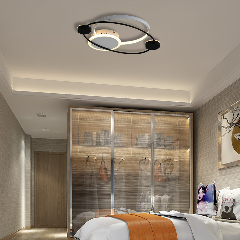 Orbit Integrated Led Flush Light Warm/White Metal & Acrylic Nordic Style Black White/Gray