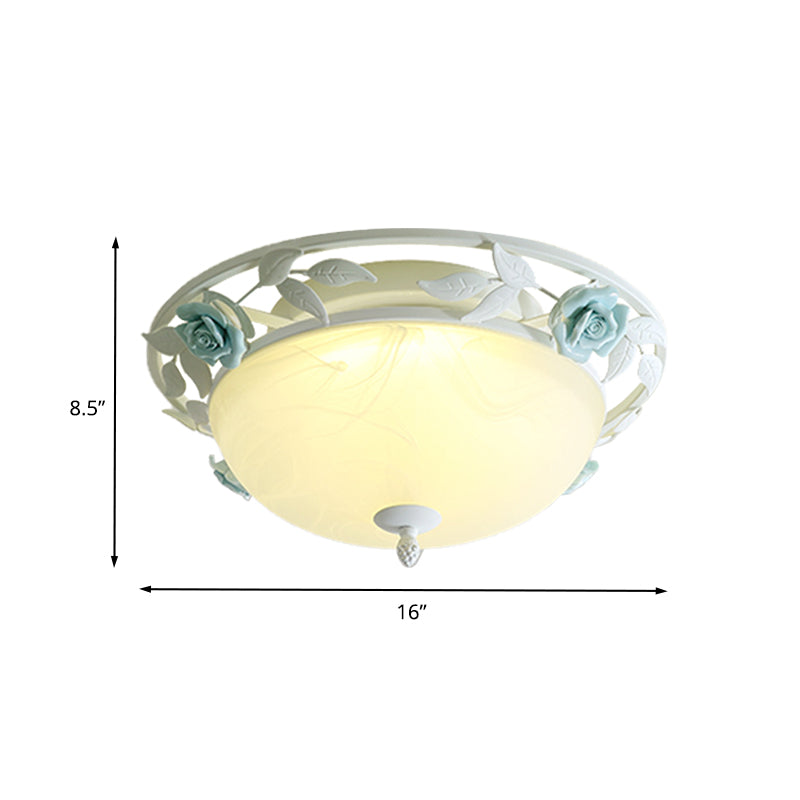Countryside Metal Led White Flush Mount Light Fixture - 16/19.5 Width Dome Ceiling Lighting For