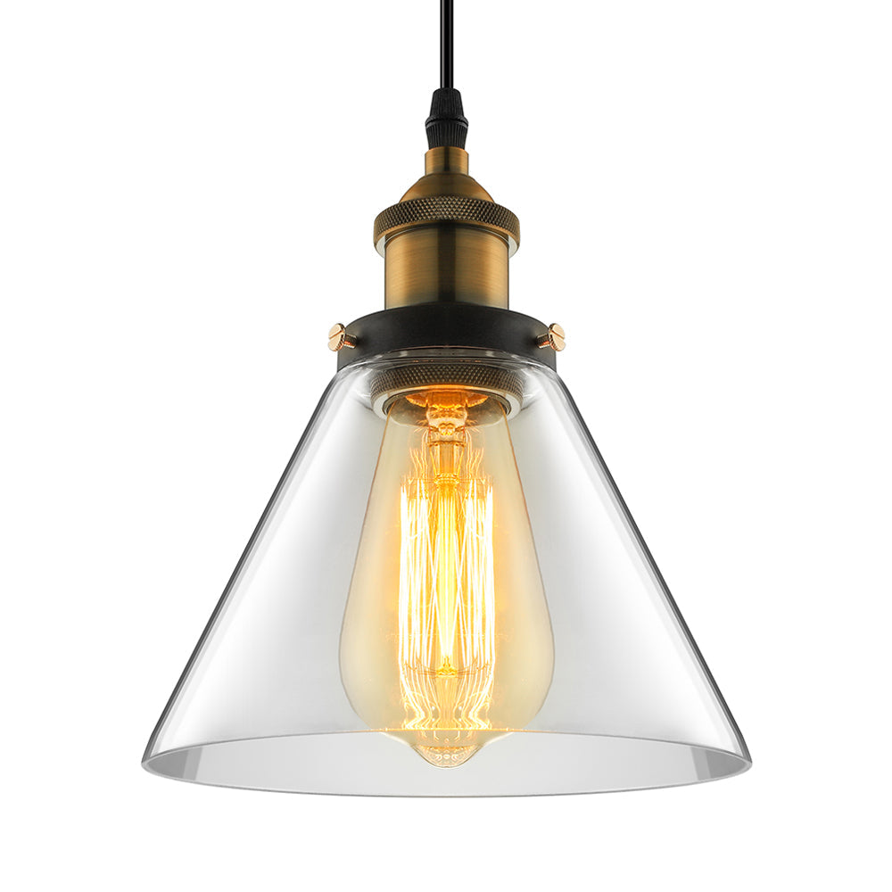 Industrial Cone Pendant Light In Bronze With Grey/Brown/Clear Glass - 1 5.5/7 Wide Clear / 7
