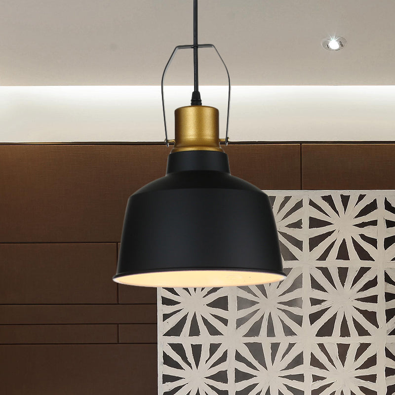 Vintage Bell Aluminum Hanging Lamp - 1 Head Ceiling Pendant Light In Black
