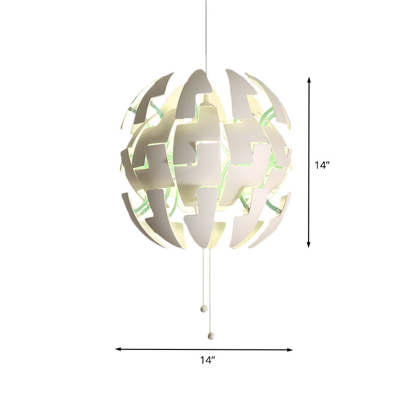 White Acrylic Blossom Pendulum Ceiling Light With Pull Chain - Modernist Style 1-Bulb Fixture