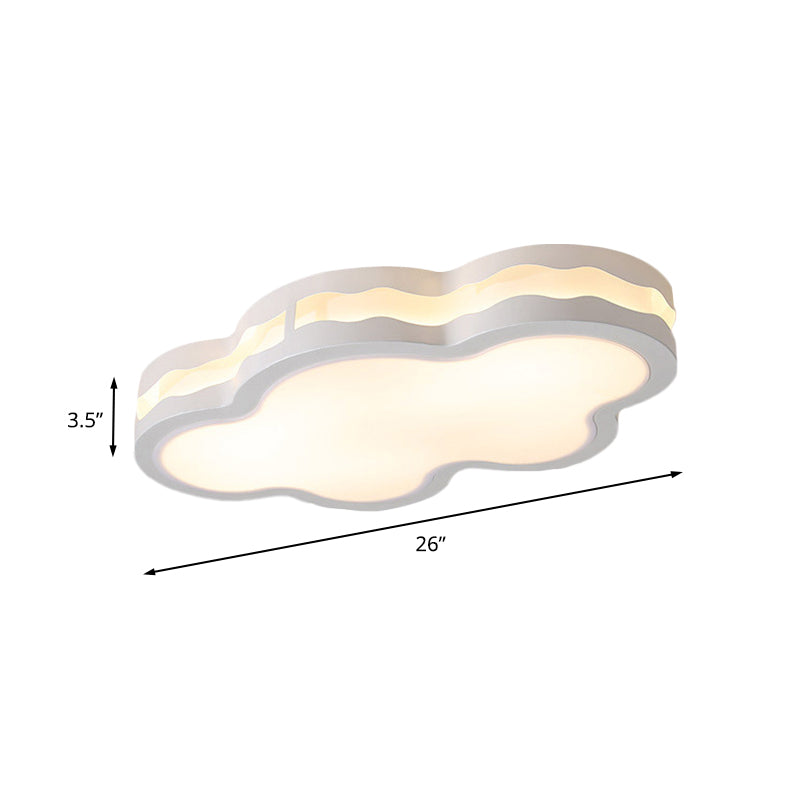 Contemporary Led Iron Flush Mount Light For Childrens Bedroom - White Cloud Design Warm/White