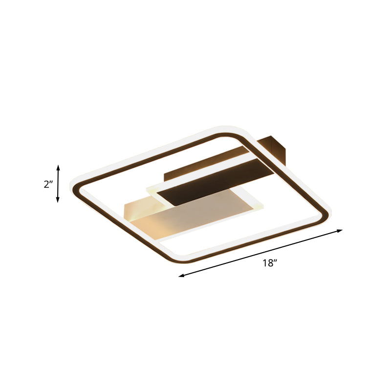Modern Square Acrylic Flush Mount Led Ceiling Light For Bedroom 18/24.5 Width - Sleek Black And