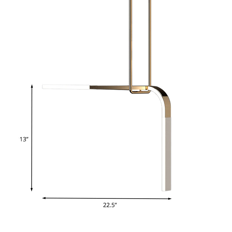 Minimalist Brass Led Pendant Lamp: Metallic Bend Hanging Light For Dining Table