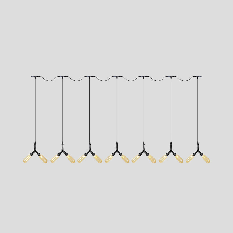 6/10/14 Bulbs Pendant Lamp Industrial Restaurant Ceiling Light With Capsule Colored Glass Shade In