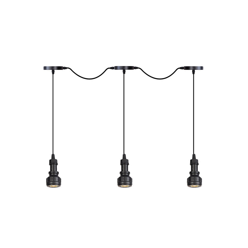 Rustic Iron Multi-Head Ceiling Light With Tandem Pendulum Design For Coffee Shops - Shop Led Pendant