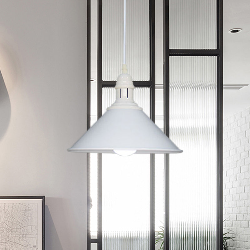 Farmhouse Style Metal Ceiling Pendant Black/White Finish Indoor Hanging Light Fixture White