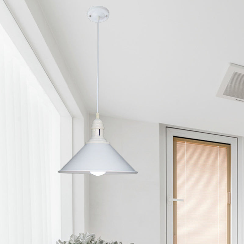Farmhouse Style Metal Ceiling Pendant Black/White Finish Indoor Hanging Light Fixture