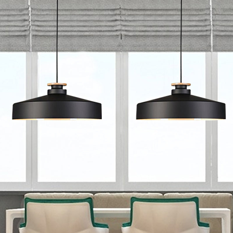 Modern Black/White Metal Pendant Light With Adjustable Cord - Barn/Cylinder/Tapered Design