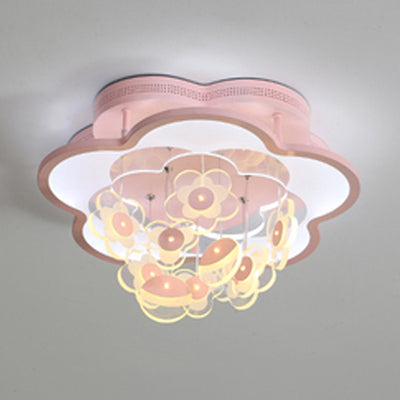 Blossom Modern Led Ceiling Light For Adult & Kid Bedrooms (Acrylic Flushmount) Pink / 23.5 Warm