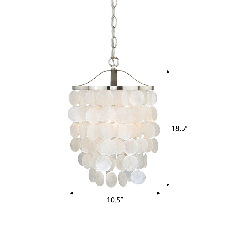 Nordic Shell Wind Chime Pendant Light - Elegant White Hanging Ceiling For Living Room