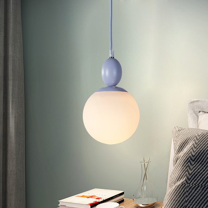 Pendulum Glass Pendant Lighting - Post-Modern 1 Light Hanging Lamp In White With Grey/Blue/Green