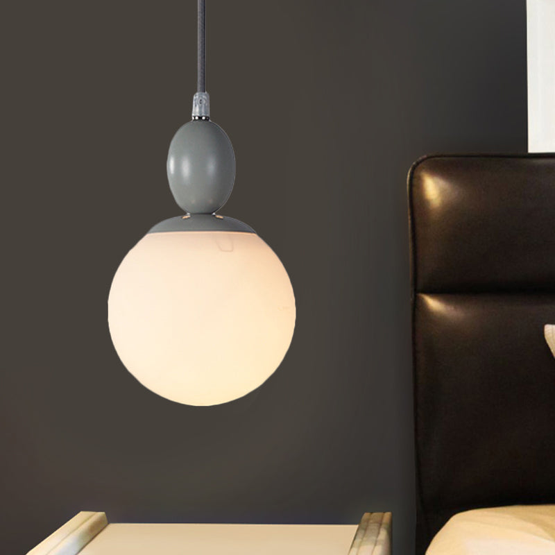 Pendulum Glass Pendant Lighting - Post-Modern 1 Light Hanging Lamp In White With Grey/Blue/Green