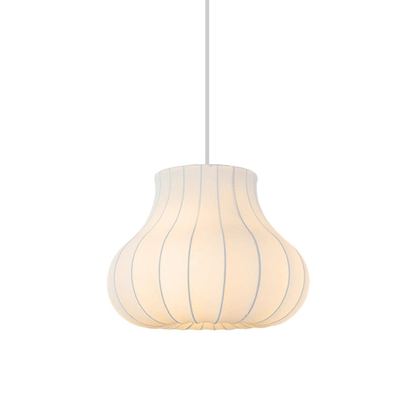 White Fabric Shade Pendant Light: Modern Hanging Ceiling Lantern With 1 Light Suspension