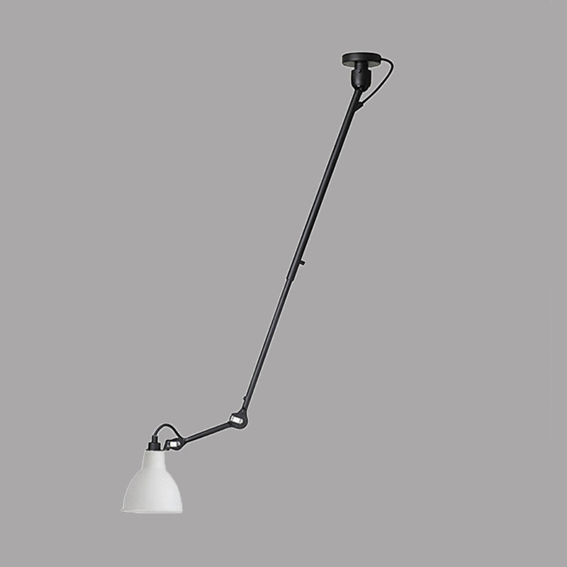 Modern Metallic Dome Pendant Lamp - 1 Bulb Black/Gray Ceiling Light With Articulated Arm For Kitchen